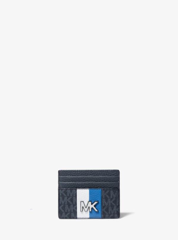 Panske Penazenky Michael Kors Hudson Logo Stripe Tall Card Case Indigo - Doplnky Michael Kors Levně | DQFPT-4761